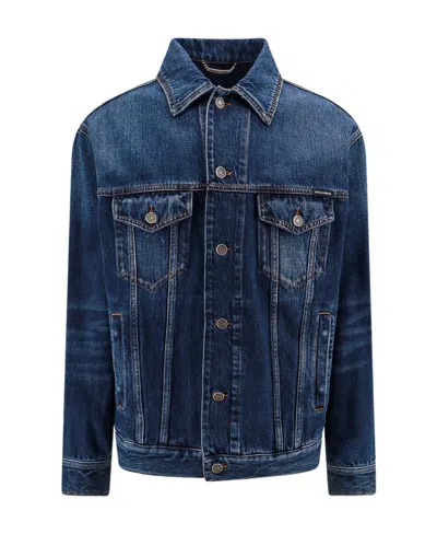 DOLCE & GABBANA DOLCE  GABBANA LOGO PLAQUE DENIM JACKET