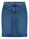 Dolce & Gabbana Logo-plaque Denim Mini Skirt In Blue