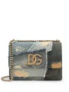 Dolce & Gabbana Logo Plaque Denim Patchwork Cross Body Bag In Blue