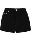 Dolce & Gabbana Logo Plaque High-waist Denim Shorts In Black