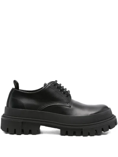Pre-owned Dolce & Gabbana Logo-plaque Derby Shoes In Black