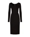 Dolce & Gabbana Milano Rib Midi Dress With Dg Logo In Black
