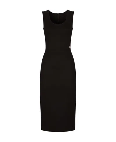 DOLCE & GABBANA DOLCE  GABBANA LOGO PLAQUE SLEEVELESS MIDI DRESS