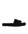 Dolce & Gabbana Terrycloth Slides With Logo Plate In Black