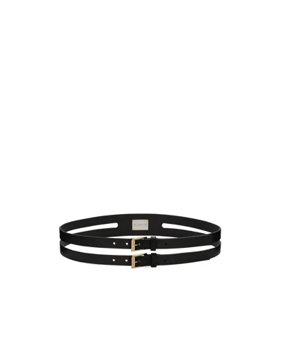 Dolce & Gabbana Logo-plaque Double-strap Belt In Black