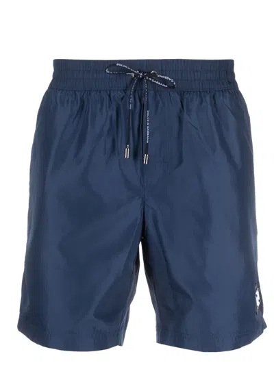 DOLCE & GABBANA LOGO-PLAQUE DRAWSTRING SWIM SHORTS
