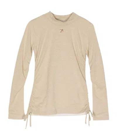 Dolce & Gabbana Logo-plaque Drawstring T-shirt In Nude