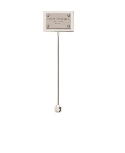 Dolce & Gabbana Logo-plaque Drop Brooch In White