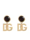 Dolce & Gabbana Logo Gemstone Accent Clip Earrings