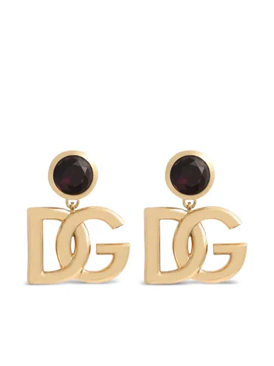 Dolce & Gabbana Logo Plaque Earrings In Silver