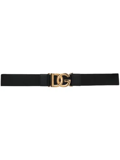 Dolce & Gabbana Logo-plaque Elasticated Belt In Schwarz