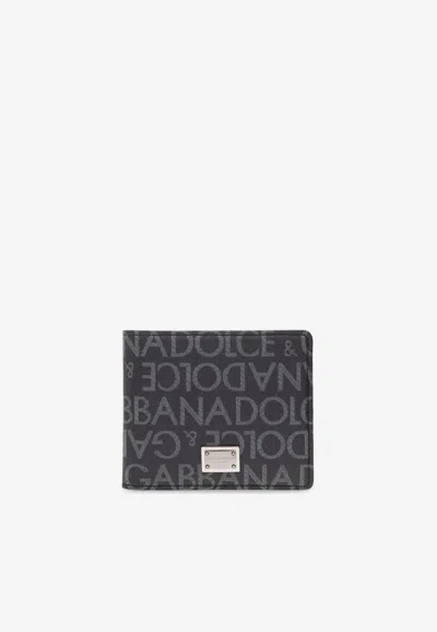 Dolce & Gabbana Logo Plaque Faux Leather Wallet In Black
