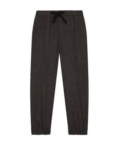 Dolce & Gabbana Logo-plaque Flannel Track Pants In Black
