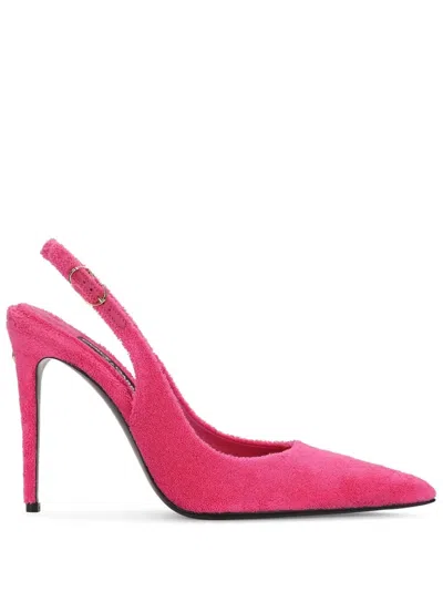 Dolce & Gabbana Fleece-pumps Mit Logo In Pink