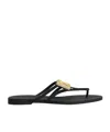 Dolce & Gabbana Women Black Thong Sandals With Logo Plaque On The Front In Rubber Woman In Multi