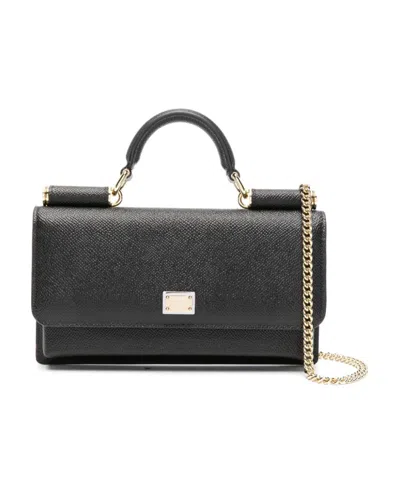 Dolce & Gabbana Dolce  Gabbana Logo Plaque Foldover Top Clutch Bag In Black