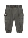Dolce & Gabbana Logo-plaque Gabardine Cargo Trousers In Grey