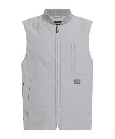 Dolce & Gabbana Logo-plaque Gilet In Gray