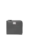 Dolce & Gabbana Logo-plaque Grained Cardholder In Grey