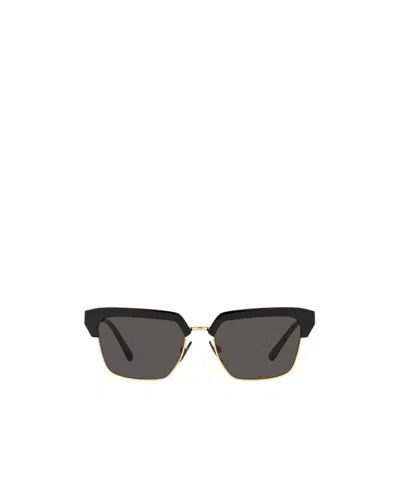 Dolce & Gabbana Logo-plaque Half-rim Sunglasses In Black