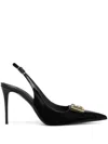 Dolce & Gabbana Logo-plaque Heeled Slingback Pumps In Black