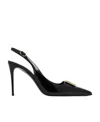 Dolce & Gabbana Logo-plaque Heeled Slingback Pumps In Black