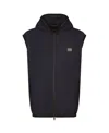 Dolce & Gabbana Sleeveless Jacket Hooded Design Grosgrain Profiles In Black