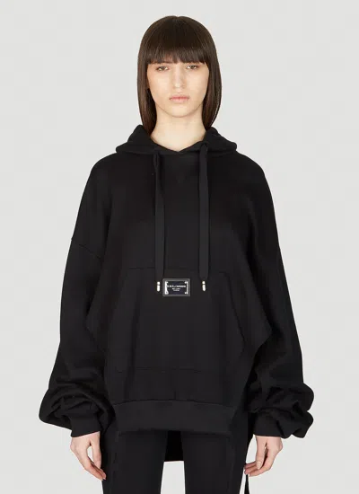 Dolce & Gabbana Logo Plaque Hooded Sweatshirt In Black