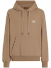 Dolce & Gabbana Logo-plaque Hoodie In Brown