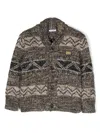 Dolce & Gabbana Logo-plaque Intarsia-knit Cardigan In Neutrals