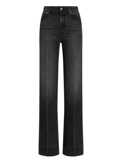 Dolce & Gabbana Black Cotton Wide Leg Trousers