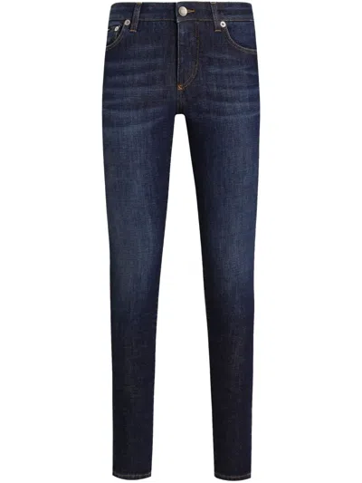 Dolce & Gabbana Logo-plaque Jeans In Blue