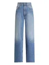 Dolce & Gabbana Blue Five Pocket Jeans With Metallic Logo Patch On The Back In Denim Woman In Blue