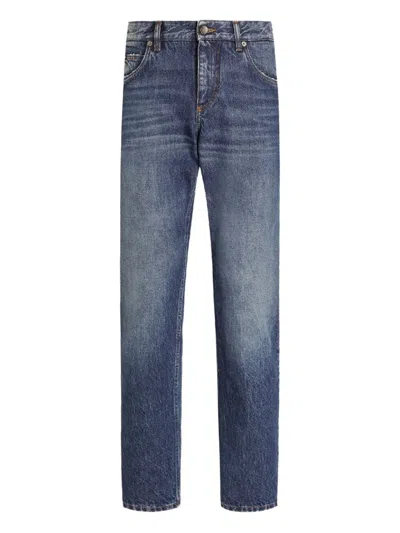 Dolce & Gabbana Logo-plaque Jeans In Blue