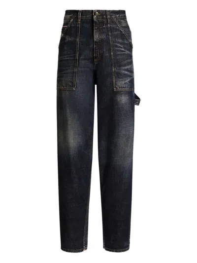 Dolce & Gabbana Logo-plaque Jeans In Blue