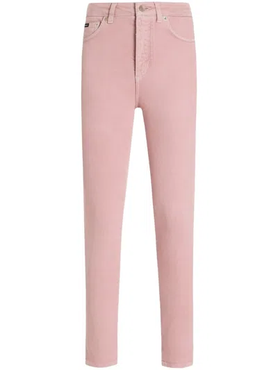 Dolce & Gabbana Logo-plaque Jeans In Pink