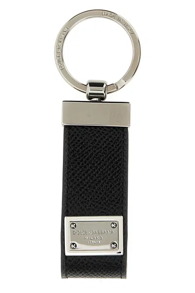 Dolce & Gabbana Logo Plaque Keyring In Black