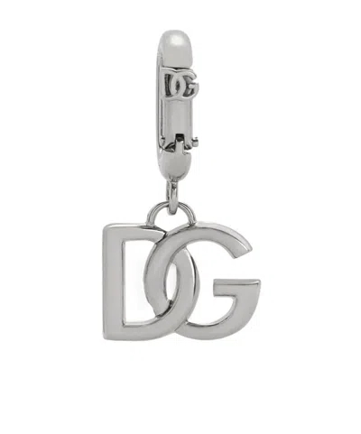 Dolce & Gabbana Logo-plaque Keyring In Gray