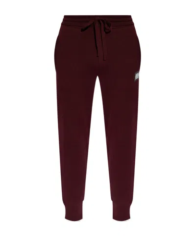 Dolce & Gabbana Logo-plaque Knitted Track Pants In Red