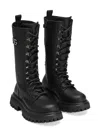 Dolce & Gabbana Logo-plaque Lace-up Boots In Black