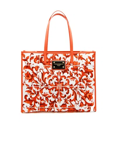 Dolce & Gabbana Dolce  Gabbana Logo Plaque Large Tote Bag In Orange