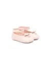 Dolce & Gabbana Logo-plaque Leather Ballerina Flats In Pink