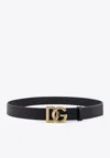 Dolce & Gabbana Logo-plaque Leather Belt In Brown