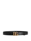 Dolce & Gabbana Adjustable Loop Stitched Belt In Black