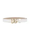 Dolce & Gabbana Dg Logo Leather Belt In White