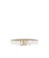Dolce & Gabbana Logo-plaque Leather Belt In White