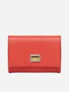 Dolce & Gabbana Tri-fold Logo Plaque Leather Wallet In Pink
