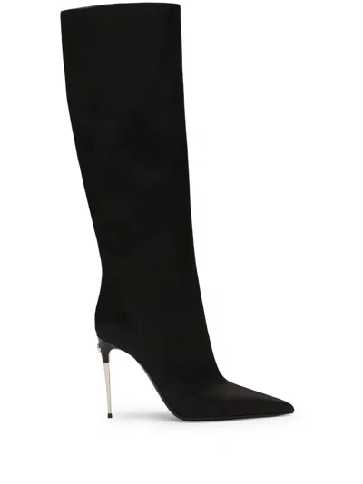 Dolce & Gabbana Stiefel Mit Logo-schild In Schwarz