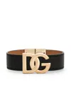 Dolce & Gabbana Logo-plaque Leather Bracelet In Black