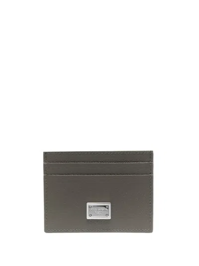 Dolce & Gabbana Logo-plaque Leather Card Holder In Green